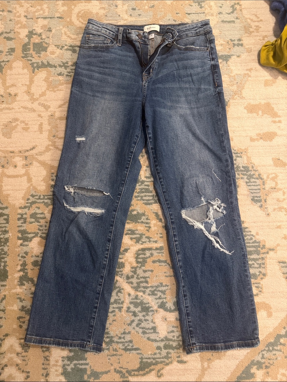 bohme Distressed Medium Blue Cropped Ankle Jeans